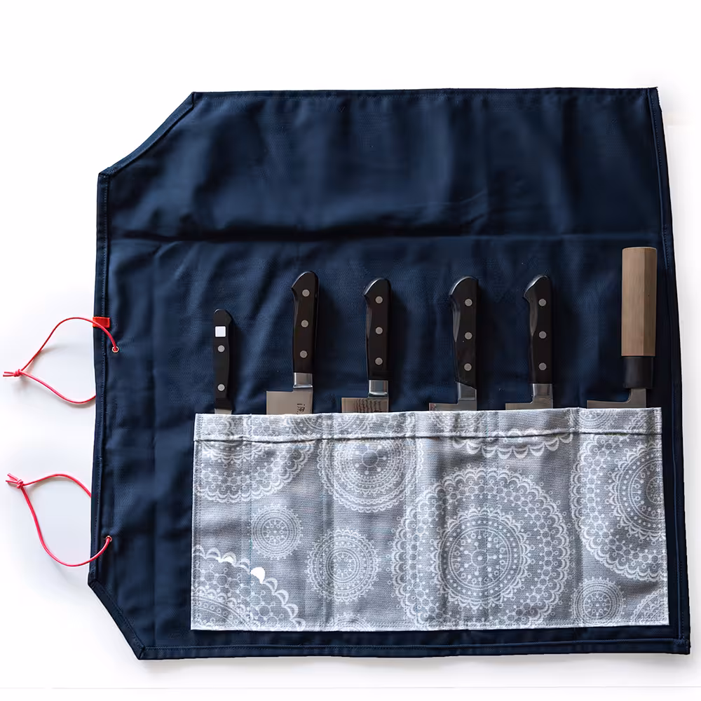 Estuche Knife Roll — Porta 6 cuchillos (Azul / Mandala) - Edición Limitada