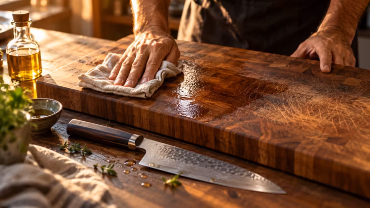 mantencion tabla de madera cocina